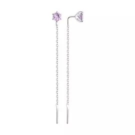 Серьги из серебра с аметистом с родированием 92022163