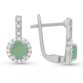 Серьги из серебра с бериллом, изумрудом и фианитом 2410931809