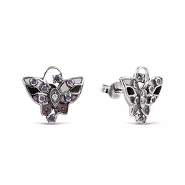 Серьги из серебра с цирконами и эмалью SE2699-E-1