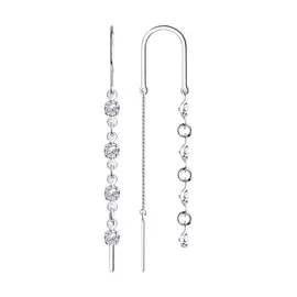 Серьги из серебра с фианитами 94020804