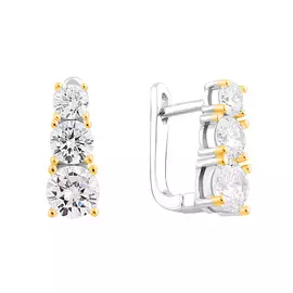 Серьги из серебра с фианитами с позолотой и родированием И2-406-28-01