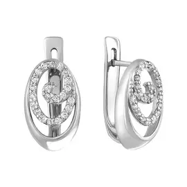 Серьги из серебра с фианитами с родированием 21-0249-23-01