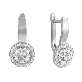 Серьги из серебра с фианитами с родированием 21-0384-23-01