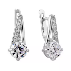 Серьги из серебра с фианитами с родированием 21-0576-23-01