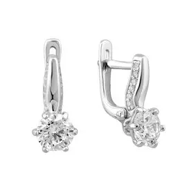 Серьги из серебра с фианитами с родированием 21-0597-23-01