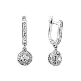 Серьги из серебра с фианитами с родированием 21-0606-23-01