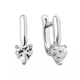 Серьги из серебра с фианитами с родированием 21-0647-23-01