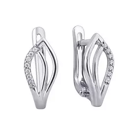 Серьги из серебра с фианитами с родированием 21-1017-23-01