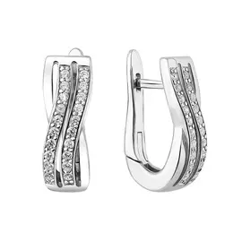 Серьги из серебра с фианитами с родированием 21-1237-23-01