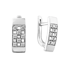 Серьги из серебра с фианитами с родированием 21-1269-23-01