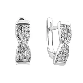 Серьги из серебра с фианитами с родированием 21-1475-23-01