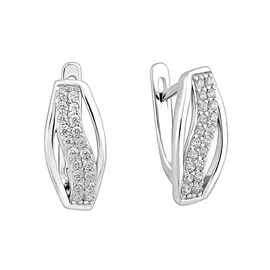 Серьги из серебра с фианитами с родированием 21-1477-23-01