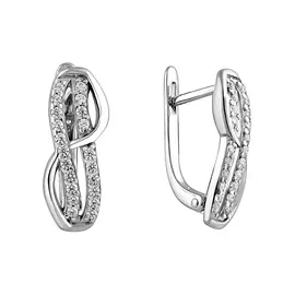 Серьги из серебра с фианитами с родированием 21-1479-23-01