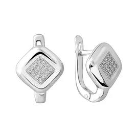 Серьги из серебра с фианитами с родированием 21-1480-23-01