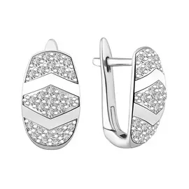 Серьги из серебра с фианитами с родированием 21-1669-23-01