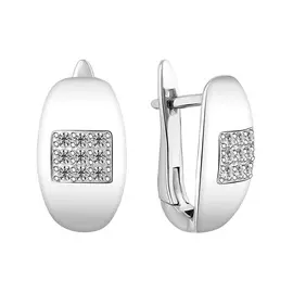 Серьги из серебра с фианитами с родированием 21-1672-23-01