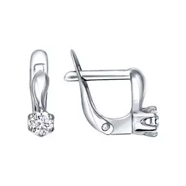 Серьги из серебра с фианитами с родированием 94020399