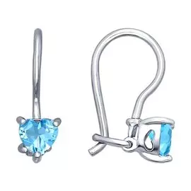 Серьги из серебра с фианитами с родированием 94020586