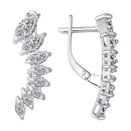 Серьги из серебра с фианитами с родированием 94021352