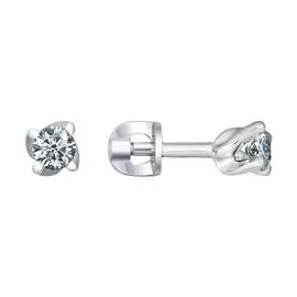 Серьги из серебра с фианитами с родированием 94021469