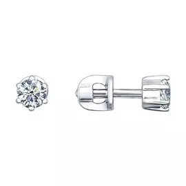 Серьги из серебра с фианитами с родированием 94021720