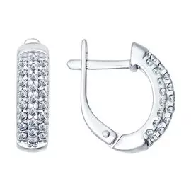 Серьги из серебра с фианитами с родированием 94021765