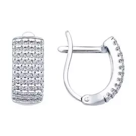 Серьги из серебра с фианитами с родированием 94021766