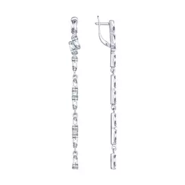 Серьги из серебра с фианитами с родированием 94022885