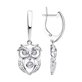 Серьги из серебра с фианитами с родированием 94023764