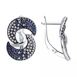 Серьги из серебра с фианитами с родированием 94024224