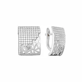 Серьги из серебра с фианитами с родированием CZ-E02585-X-W-X-X-W