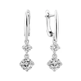 Серьги из серебра с фианитами с родированием И2-050-23-01