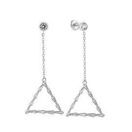 Серьги из серебра с фианитами с родированием И2-054-23-01