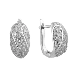 Серьги из серебра с фианитами с родированием И2-094-23-01