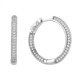 Серьги из серебра с фианитами с родированием И2-1017-23-01