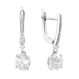 Серьги из серебра с фианитами с родированием И2-1121-23-01