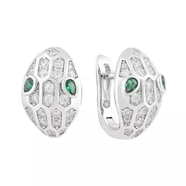 Серьги из серебра с фианитами с родированием И2-1181-23-61