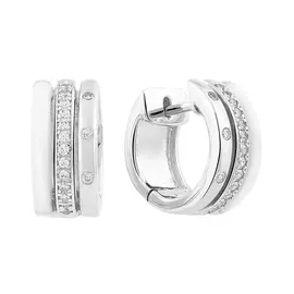 Серьги из серебра с фианитами с родированием И2-1183-23-81