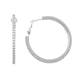 Серьги из серебра с фианитами с родированием И2-1249-23-01