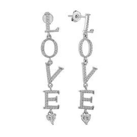 Серьги из серебра с фианитами с родированием И2-1252-23-01