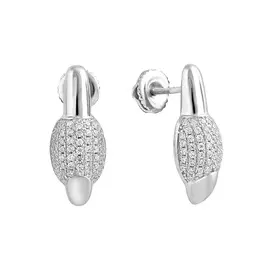 Серьги из серебра с фианитами с родированием И2-224-23-01