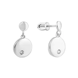 Серьги из серебра с фианитами с родированием И2-444-23-01