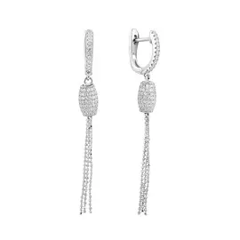 Серьги из серебра с фианитами с родированием И2-446-23-01