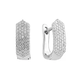 Серьги из серебра с фианитами с родированием И2-457-23-01