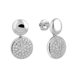 Серьги из серебра с фианитами с родированием И2-624-23-01