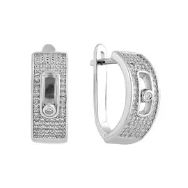 Серьги из серебра с фианитами с родированием И2-628-23-01