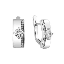 Серьги из серебра с фианитами с родированием И2-631-23-01