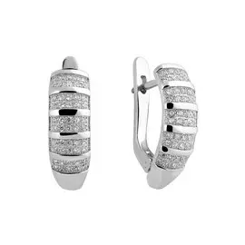 Серьги из серебра с фианитами с родированием И2-632-23-01