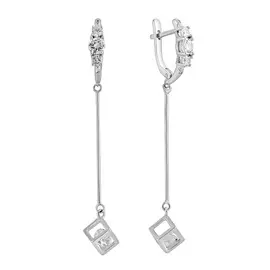 Серьги из серебра с фианитами с родированием И2-638-23-01