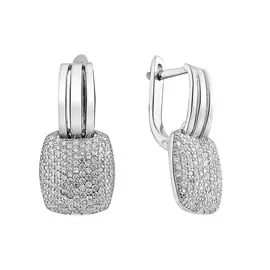 Серьги из серебра с фианитами с родированием И2-668-23-01